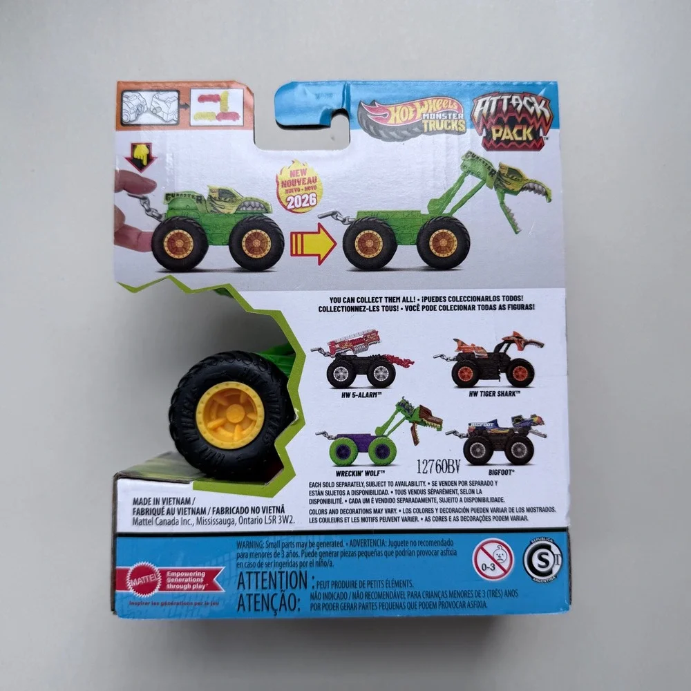 Hot Wheels Monster Trucks Mutant Chaos Gunkster Attack Pack Transforming Green
